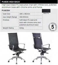 PU605 HB Chair Range And Specifications